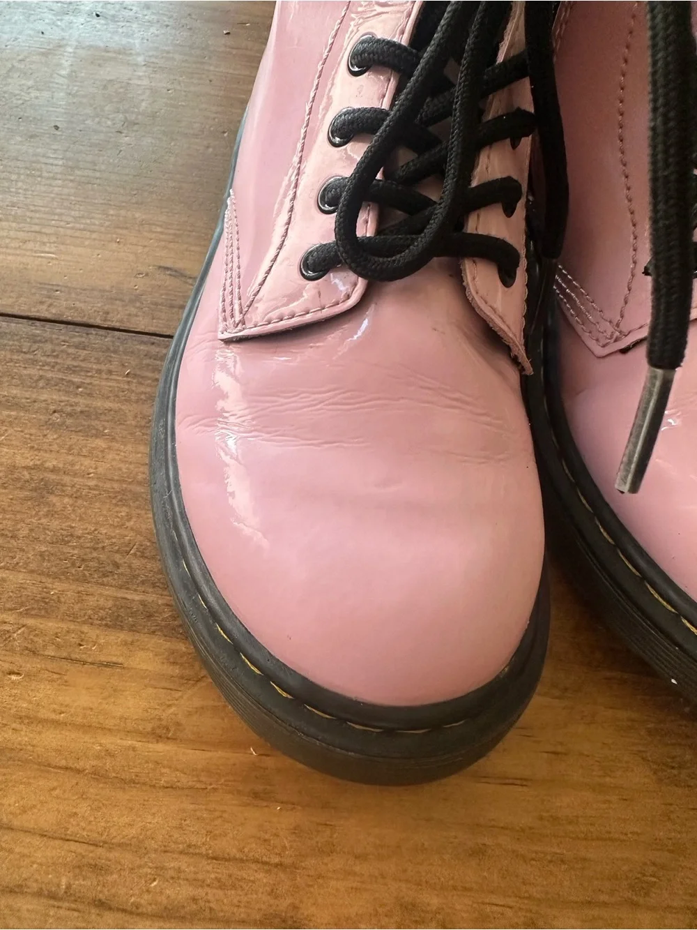 Dr. Martens Pink Patent 1460 J Combat Boots Size 2